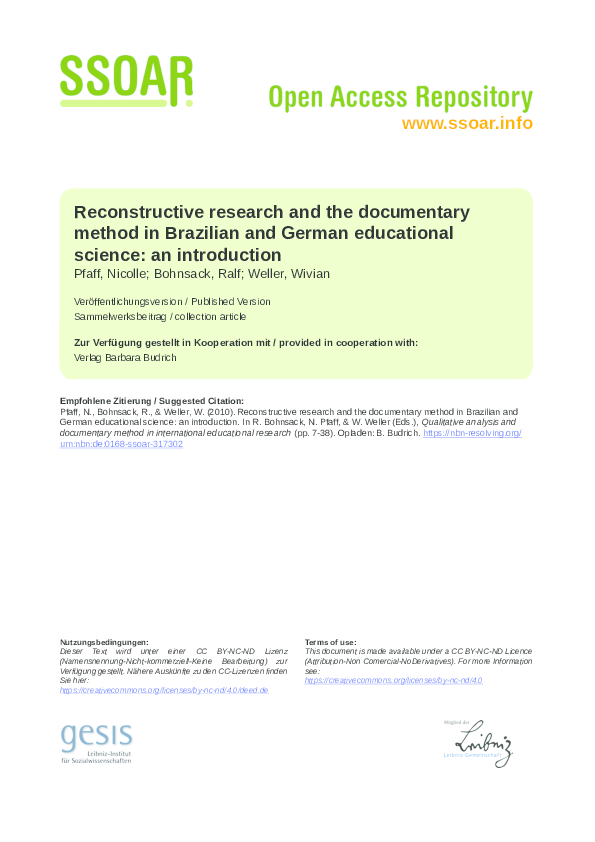 (PDF) Reconstructive Research and the Documentary Method in Brazilian ...