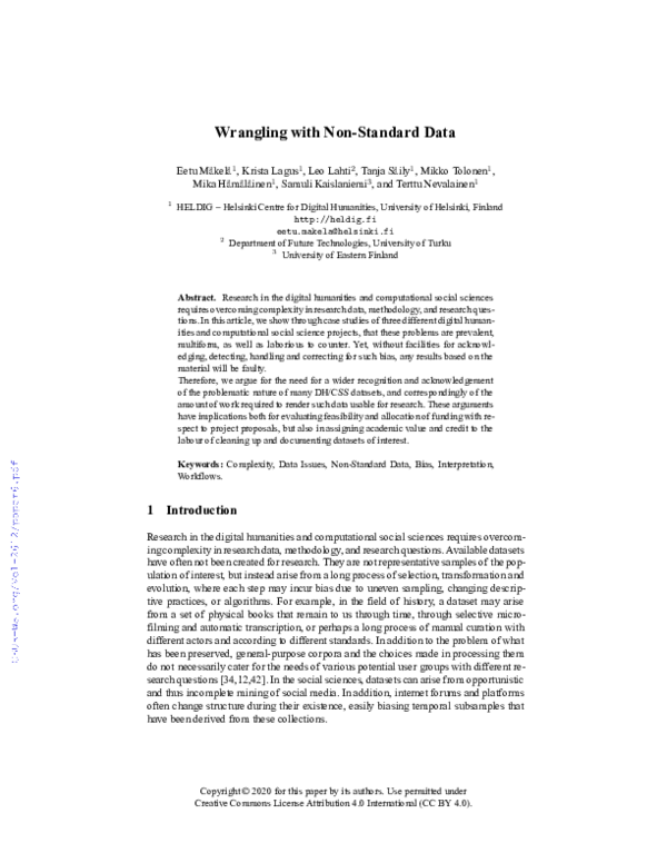 (PDF) Wrangling with Non-Standard Data