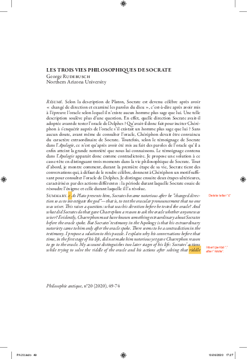 (PDF) Rudebusch - Les trois vies philosophiques de Socrate