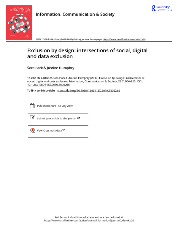 (PDF) Exclusion by design: intersections of social, digital and data ...