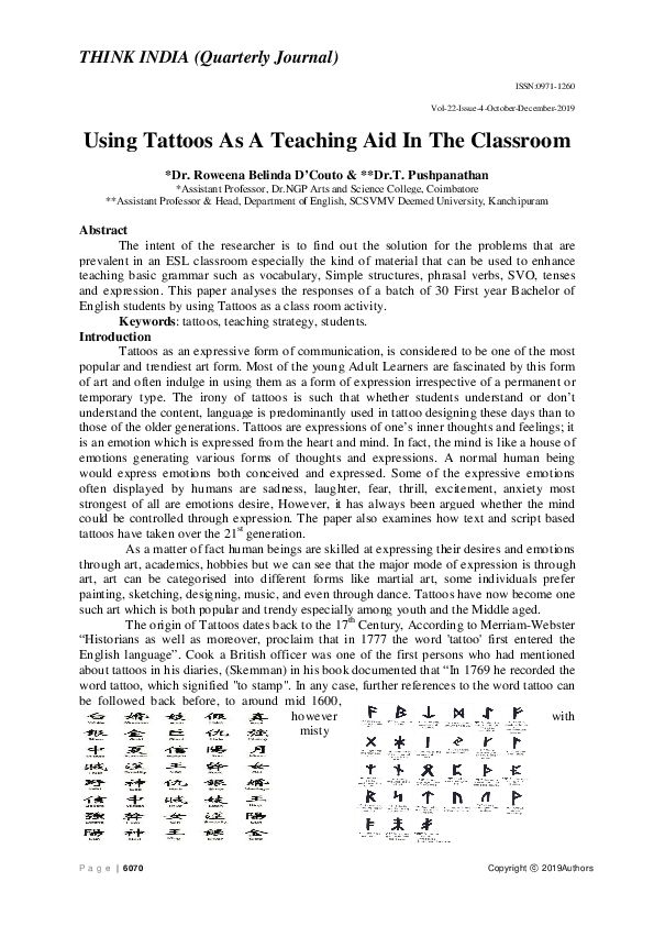 (PDF) Using Tattoos As A Teaching Aid In The Classroom Dr