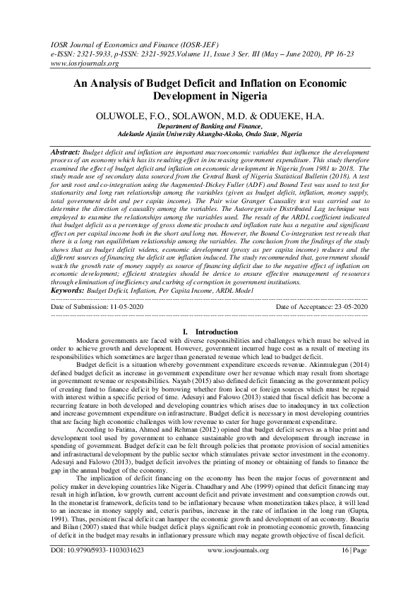 (PDF) An Analysis of Budget Deficit and Inflation on Economic ...