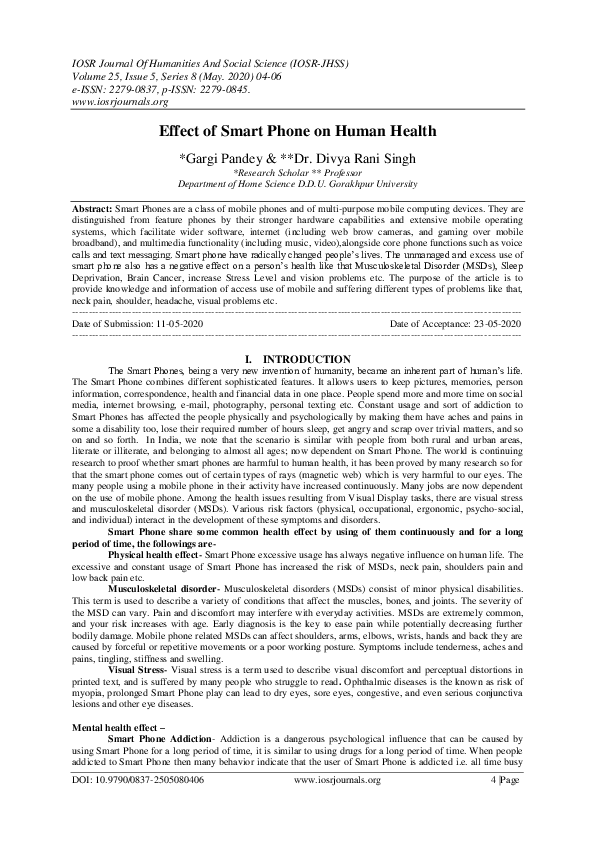 (PDF) Effect of Smart Phone on Human Health