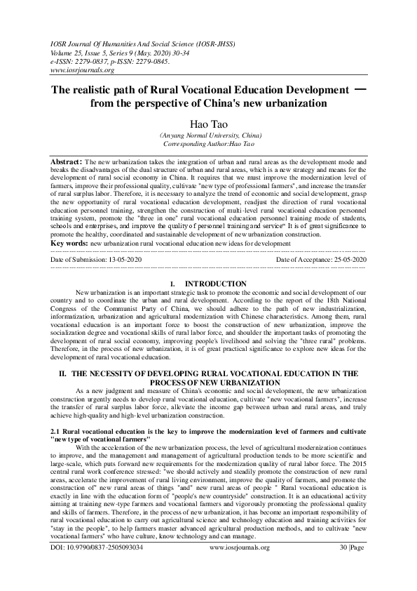 (PDF) The realistic path of Rural Vocational Education Development ...