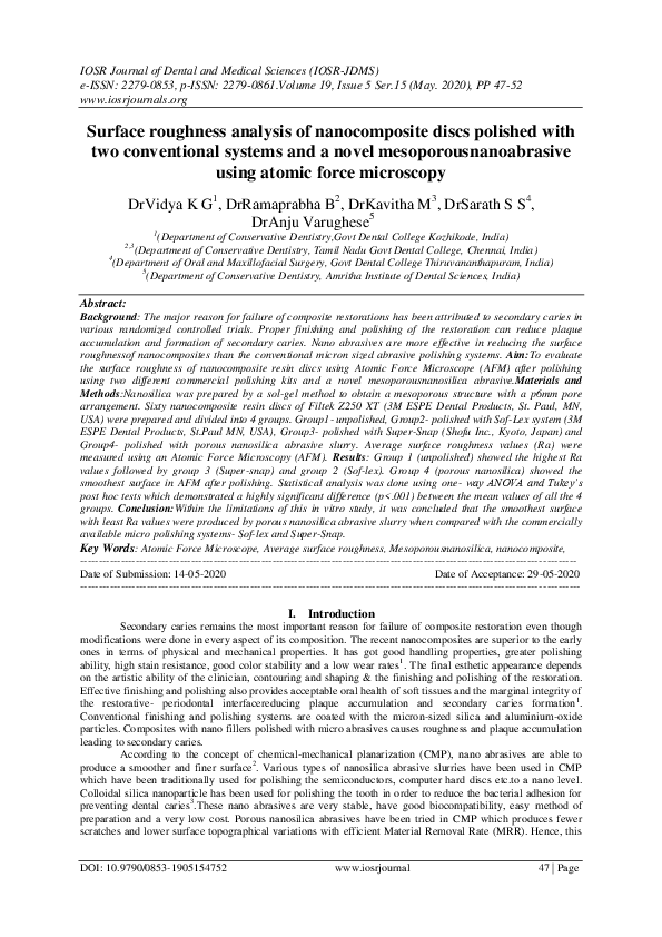 (PDF) Surface roughness analysis of nanocomposite discs polished with ...