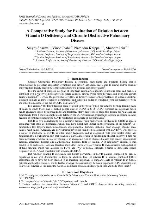 (PDF) A Comparative Study for Evaluation of Relation between Vitamin D ...
