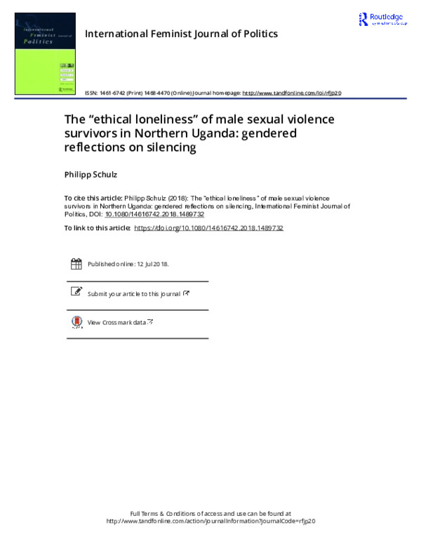 (PDF) The "ethical loneliness" of male sexual violence survivors in ...