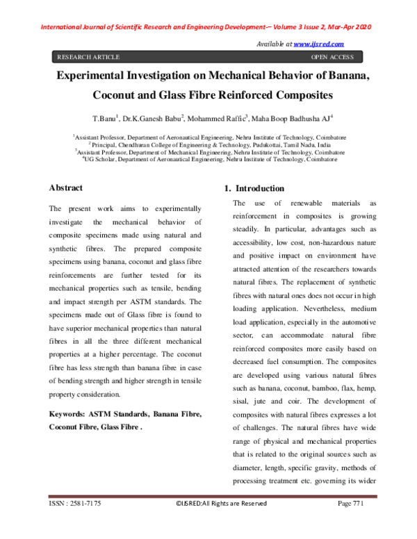 (PDF) Experimental Investigation on Mechanical Behavior of Banana ...