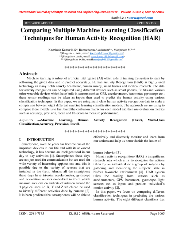 (PDF) Comparing Multiple Machine Learning Classification Techniques for ...