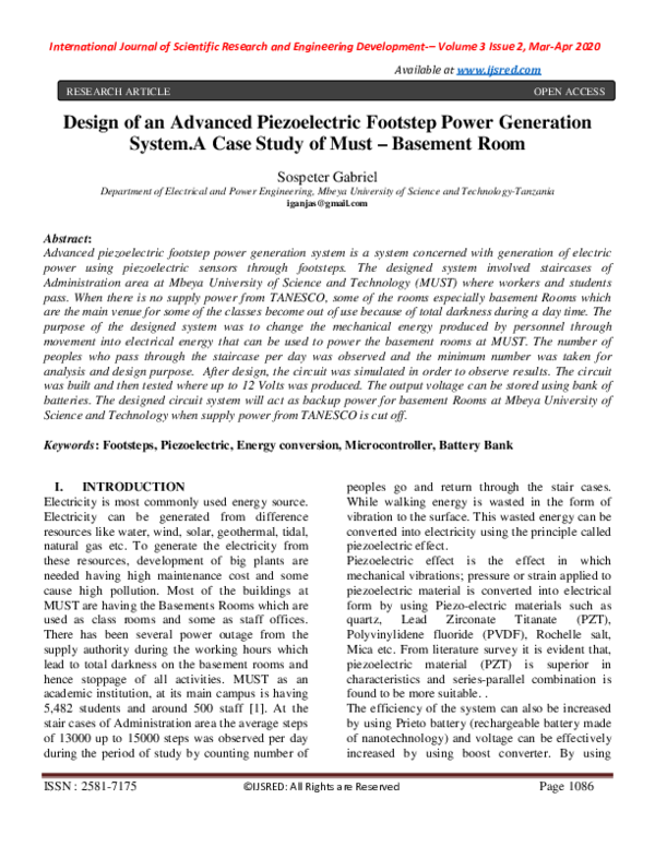 (PDF) Design of an Advanced Piezoelectric Footstep Power Generation ...