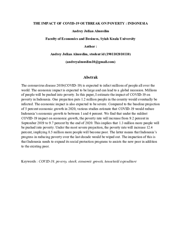 (DOC) THE IMPACT OF COVID-19 OUTBREAK ON POVERTY : INDONESIA