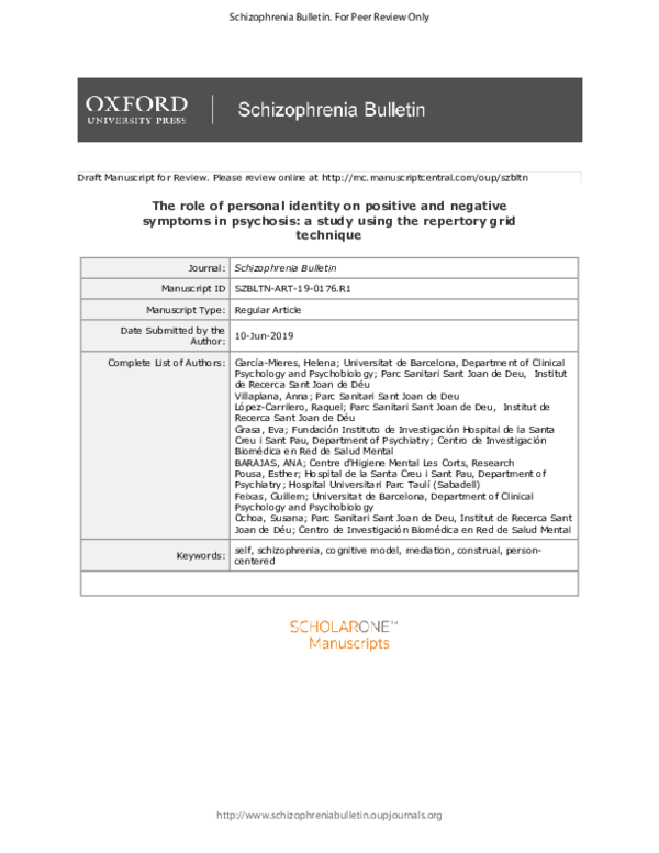 (PDF) The role of personal identity on positive and negative symptoms ...