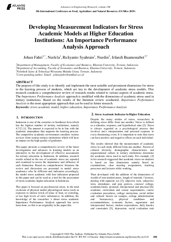 (PDF) Developing Measurement Indicators for Stress Academic Models at ...