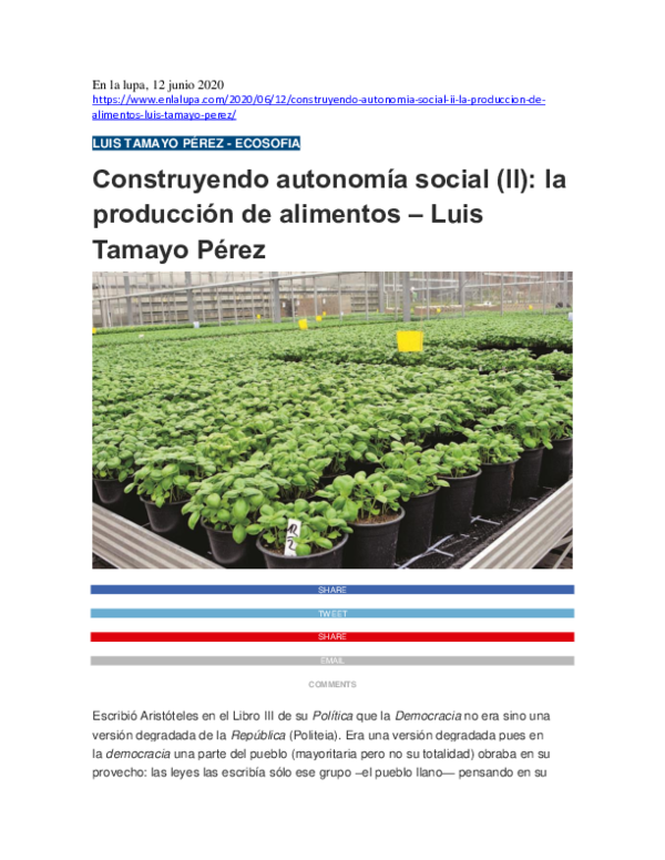 Construyendo Autonomía social II Alimentos