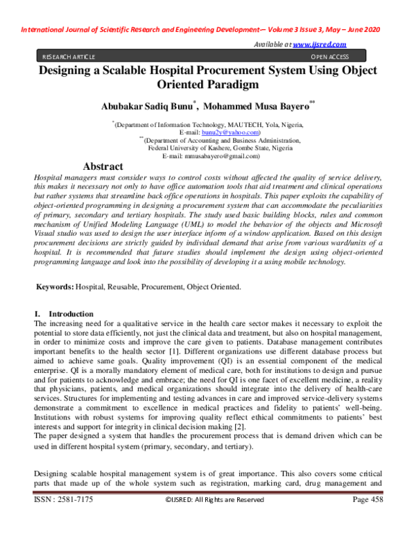 (PDF) Designing a Scalable Hospital Procurement System Using Object ...