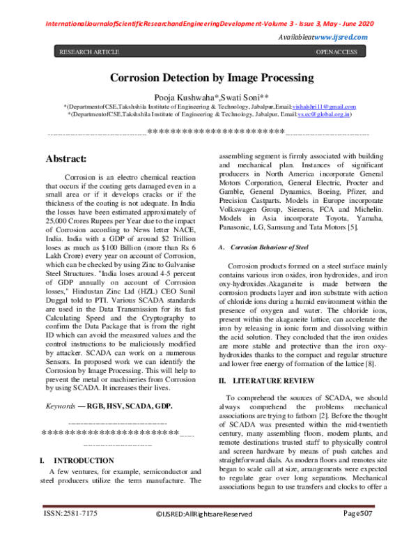 (PDF) Corrosion Detection by Image Processing