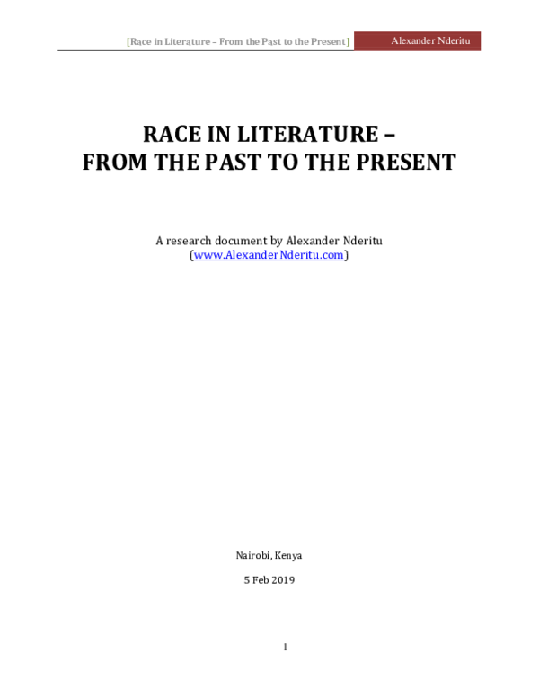 (PDF) Race in Literature - From the Past to the Present