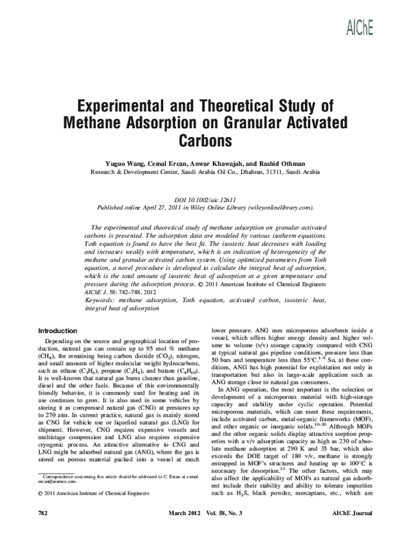 (PDF) Experimental and Theoretical Study of Methane Adsorption on ...