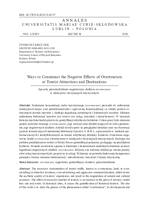 (PDF) Ways to Counteract the Negative Effects of Overtourism at Tourist ...