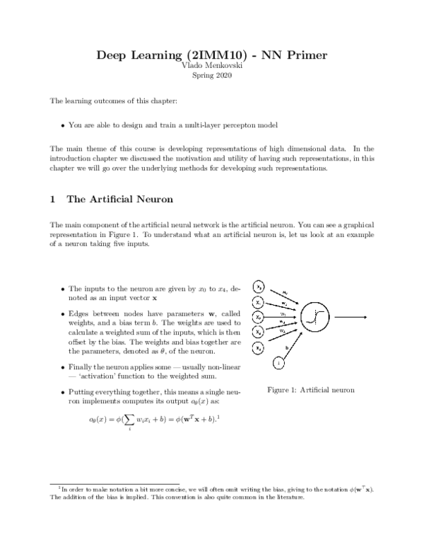(PDF) Deep Learning (2IMM10) NN Primer Huijun Yang Academia.edu