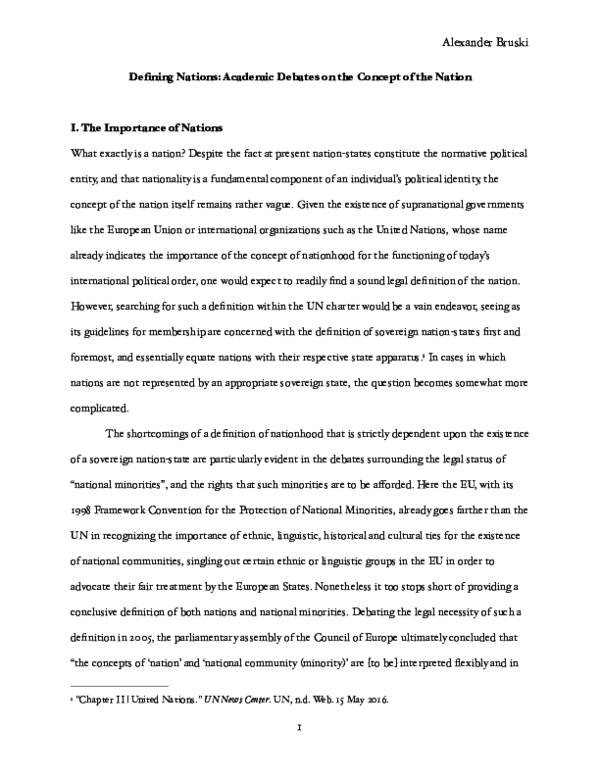 (PDF) Defining Nations: Academic Debates on the Concept of the Nation