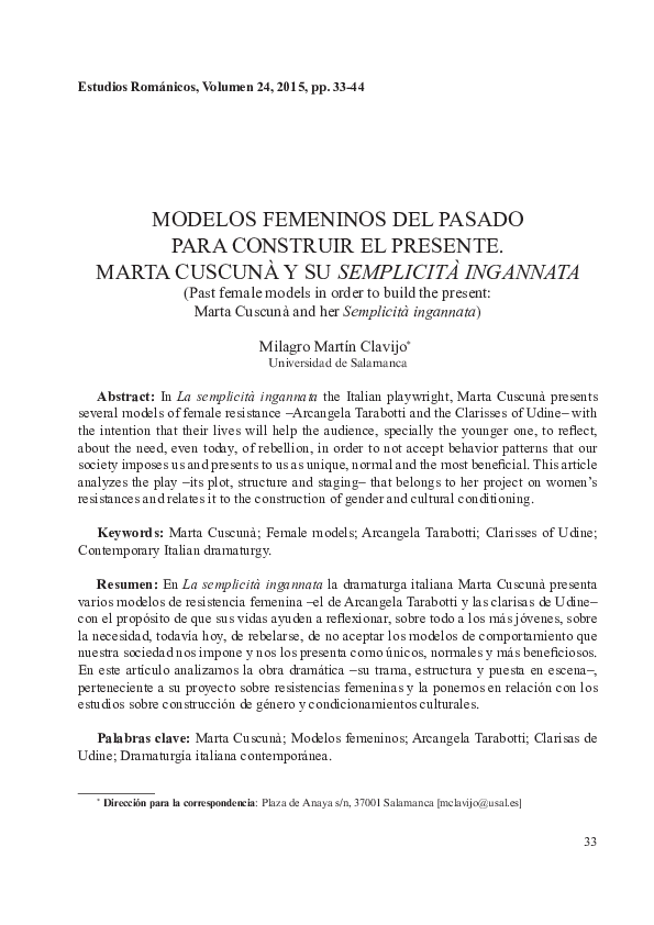 (PDF) MODELOS FEMENINOS DEL PASADO PARA CONSTRUIR EL PRESENTE. MARTA ...