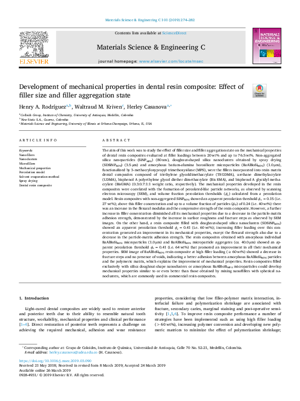 (PDF) Development of mechanical properties in dental resin composite