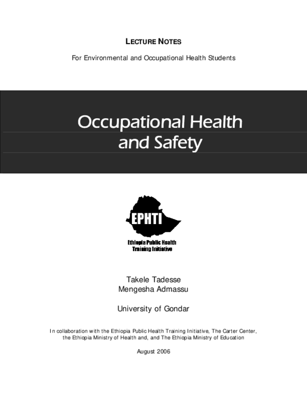 (PDF) LECTURE NOTES Occupational Health and Safety Dr. Muhammad