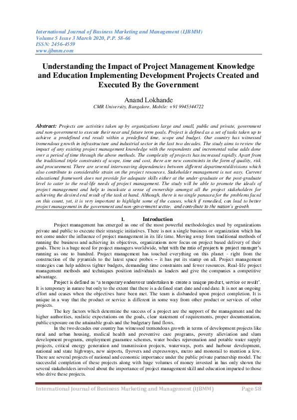 (PDF) Understanding the Impact of Project Management Knowledge and ...