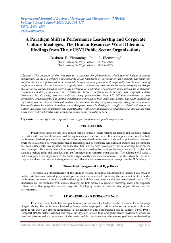 (PDF) A Paradigm Shift in Performance Leadership and Corporate Culture ...