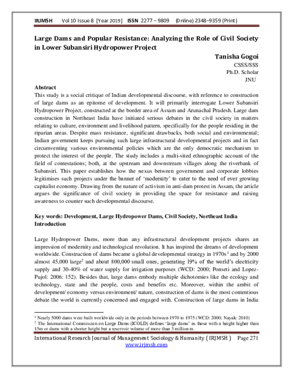 (PDF) Large Dams and Popular Resistance: Analyzing the Role of Civil ...