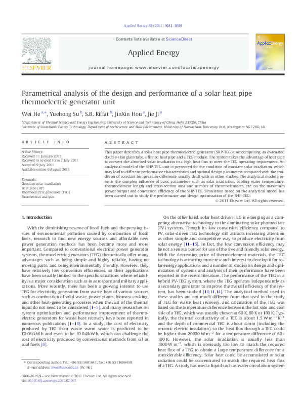 (PDF) Parametrical analysis of the design and performance of a solar ...