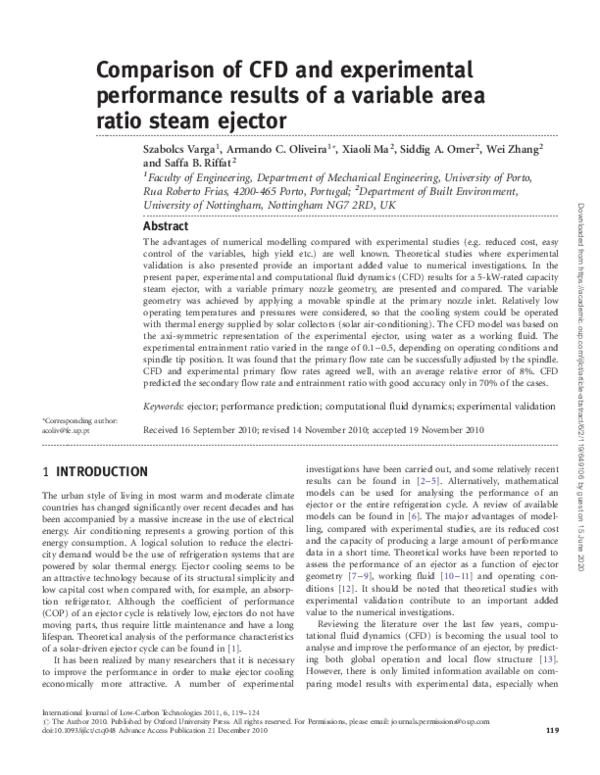(PDF) Comparison of CFD and experimental performance results of a ...