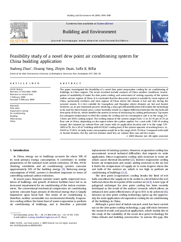 (PDF) Feasibility study of a novel dew point air conditioning system ...
