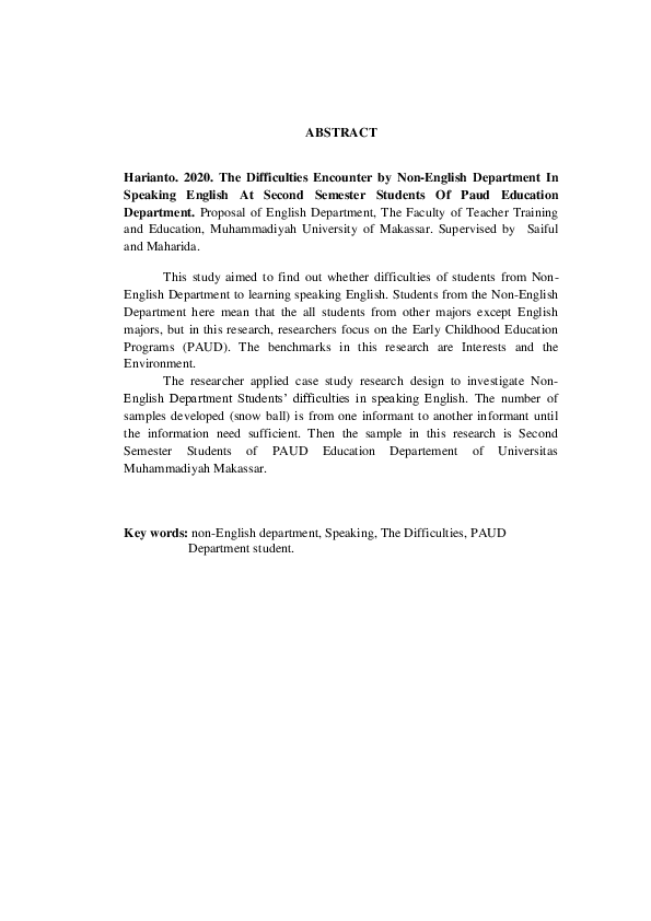 (PDF) THE DIFFICULTIES ENCOUNTER BY NON-ENGLISH DEPARTMENT IN SPEAKING ...
