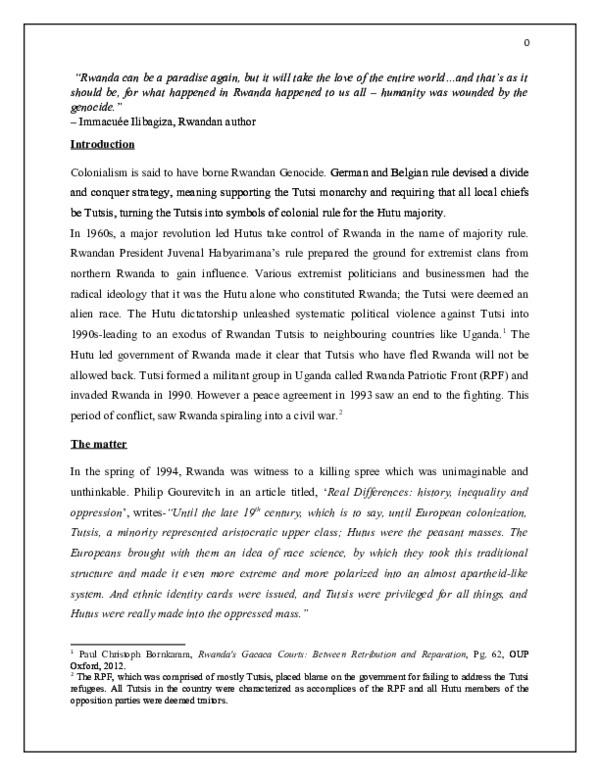 (DOC) Rwanda Crisis and International law