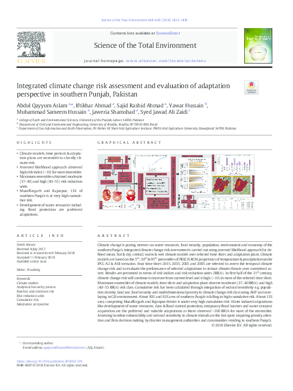 (PDF) Integrated climate change risk assessment and evaluation of ...