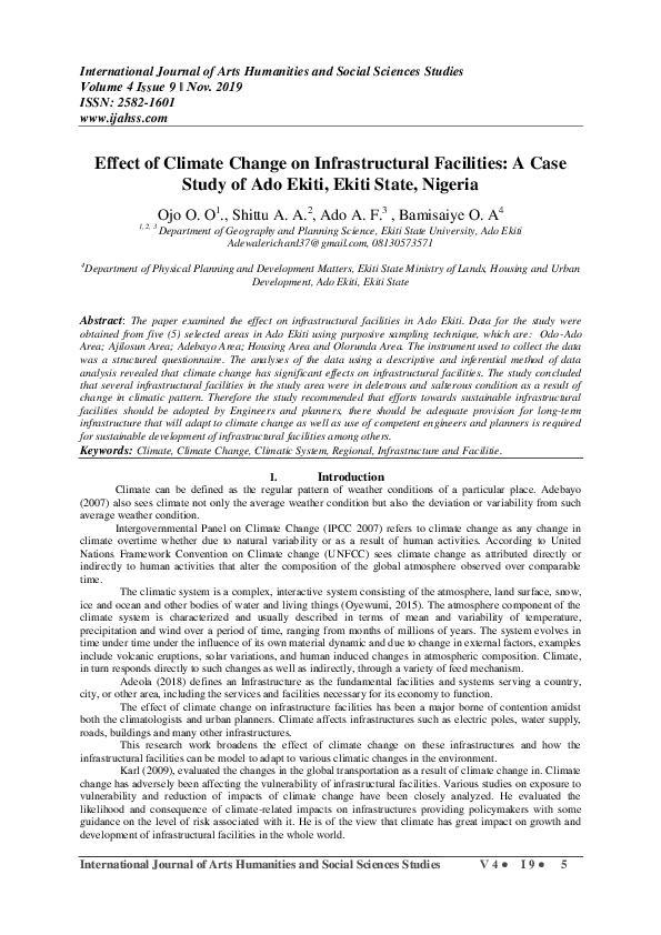 (PDF) Effect of Climate Change on Infrastructural Facilities: A Case ...