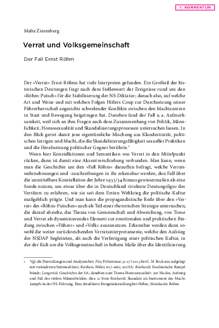 (PDF) Verrat und Volksgemeinschaft. Der Fall Ernst Röhm