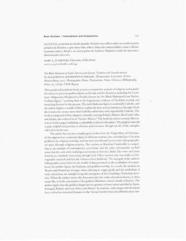 (PDF) Review of The Black Madonna in Latin America and