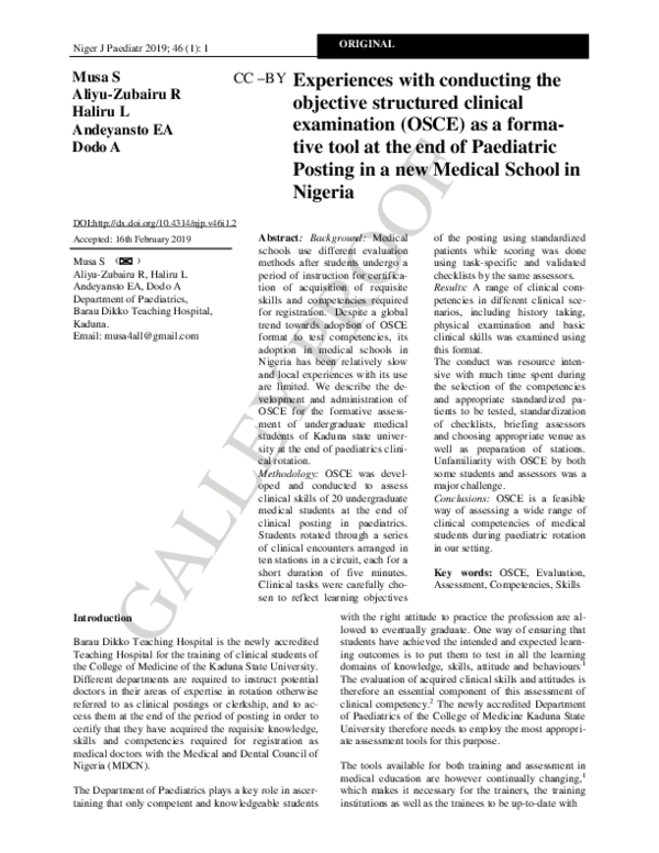 (PDF) Experiences with conducting the objective structured clinical ...