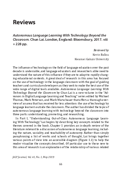 (PDF) Reviews Autonomous Language Learning With Technology: Beyond the ...