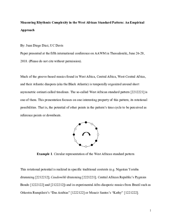 (PDF) Measuring Rhythmic Complexity in the West African Standard ...