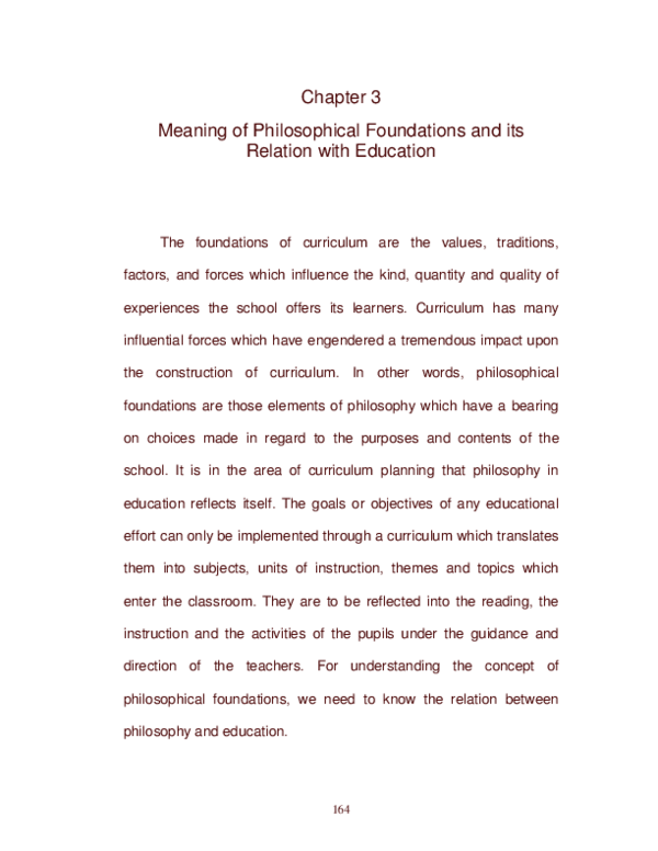 (PDF) Chapter 3 Meaning of Philosophical Foundations and its Relation with Education DAHLIA