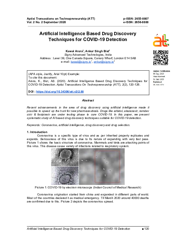 (PDF) Artificial Intelligence Based Drug Discovery Techniques for COVID ...