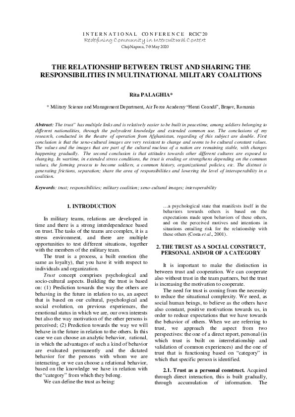 (PDF) THE RELATIONSHIP BETWEEN TRUST AND SHARING THE RESPONSIBILITIES ...