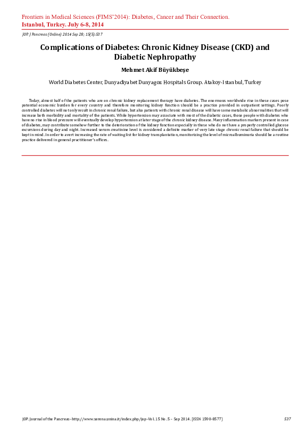 (PDF) Complications of Diabetes: Chronic Kidney Disease (CKD) and ...