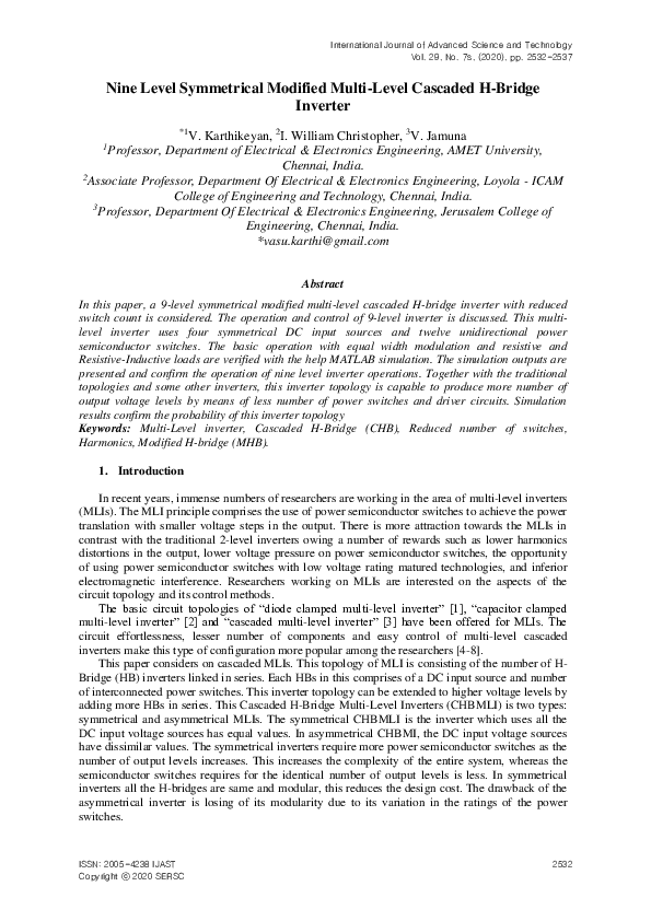 (PDF) Nine Level Symmetrical Modified Multi-Level Cascaded H-Bridge ...
