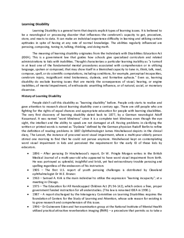 (DOC) Learning Disability