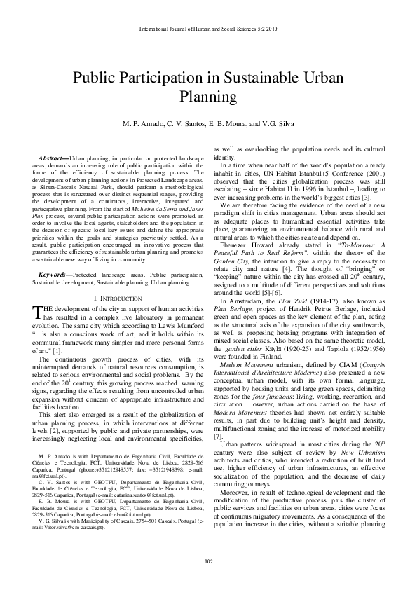 (PDF) Public participation in sustainable urban planning